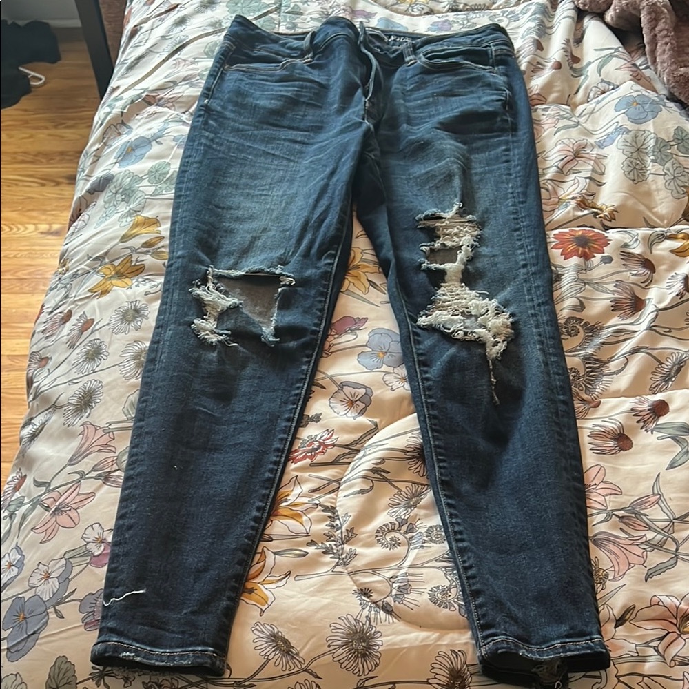 Distressed Blue Jeans
